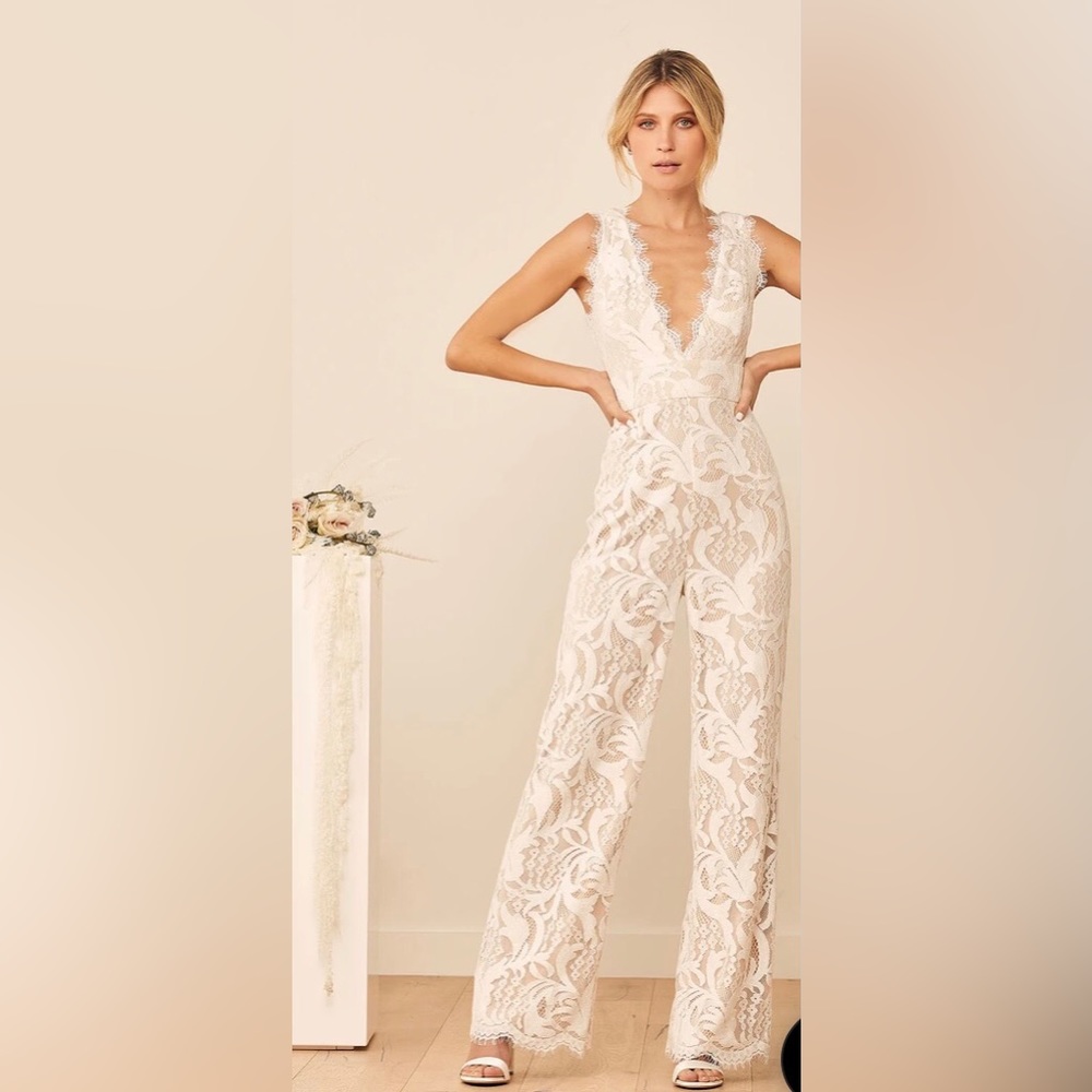 White Lace Wide-Leg Jumpsuit